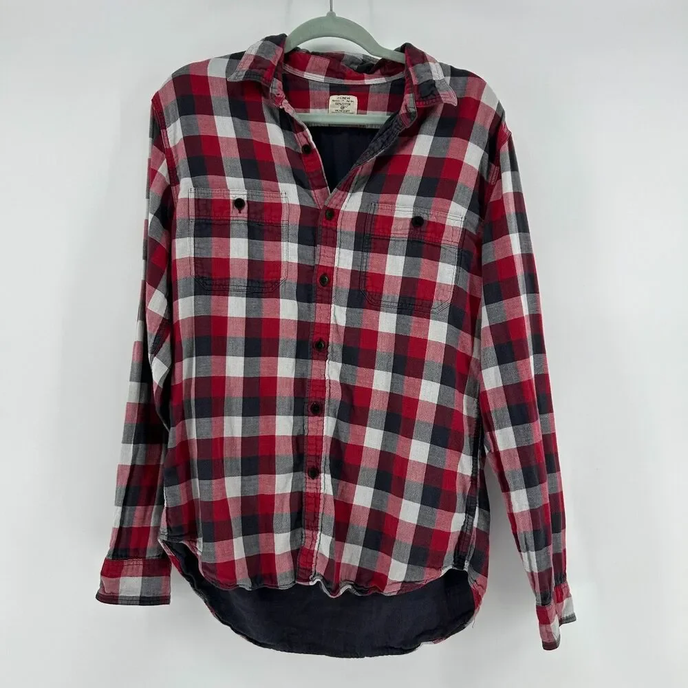Vintage J.Crew Plaid Workshirt Men’s M 100% Cotton Red Black Button Up Top